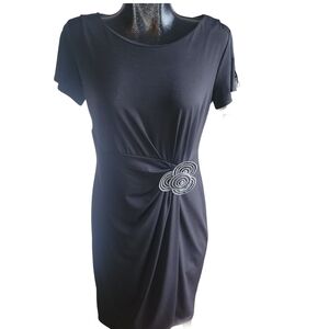 Lindor Black Sheath Dress with Spiral Zipper Detailed Side M